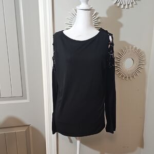 Rosegal Black Cut-Out Sleeve Blouse